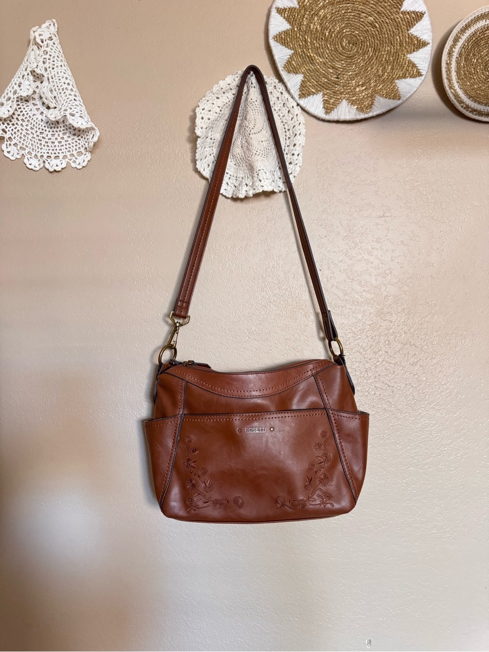 ROSSETI Brown Embroidered Shoulder Bag